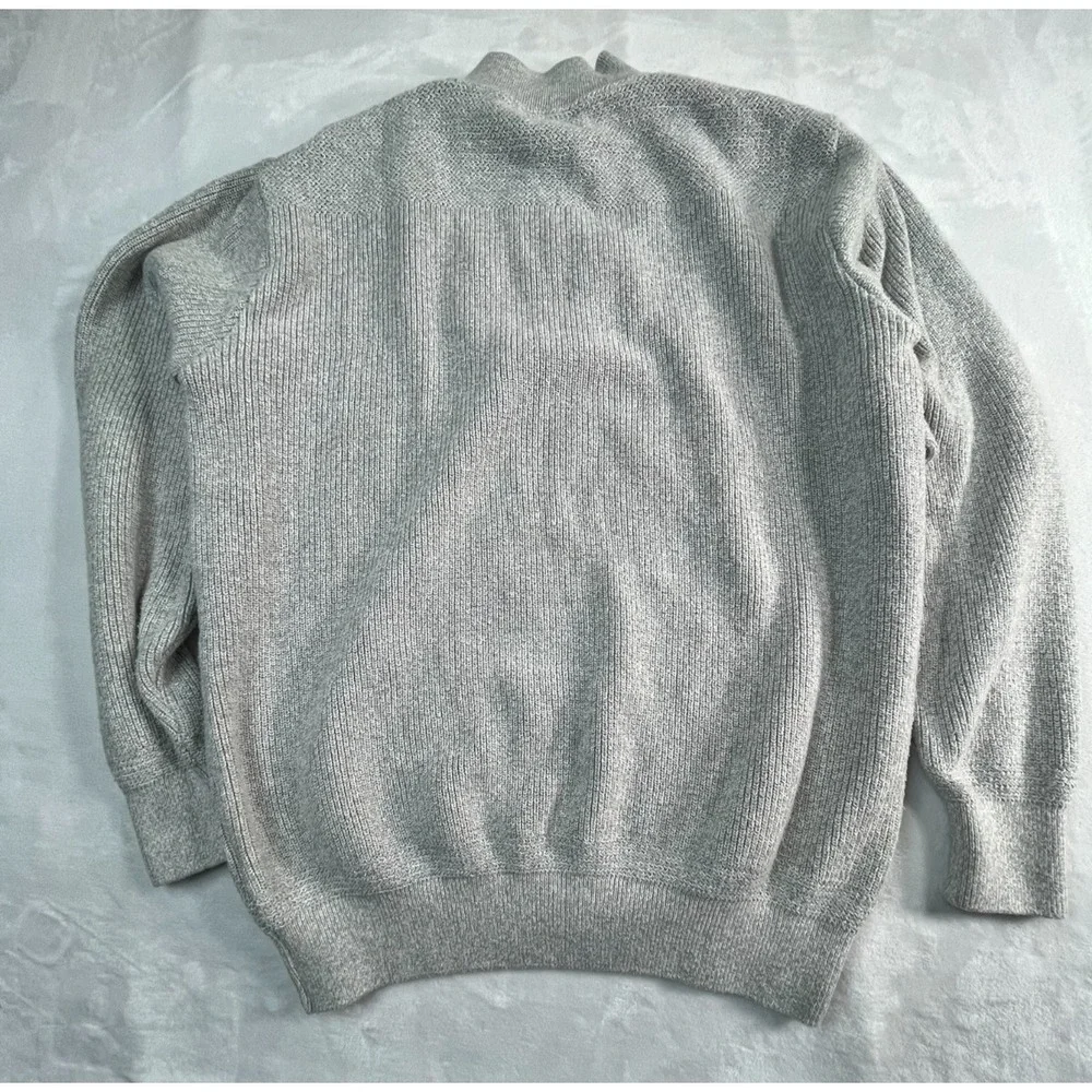 VTG LL Bean Mens XL- Long Sweater Classic Henley Light Gray Cotton‎ USA Made